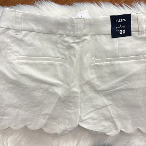 J. Crew White linen blend Scalloped Shorts 00 NWT!! - Picture 6 of 6